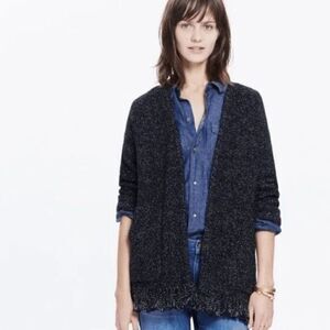 ‎Madewell Momento Black Fringe Bottom Cardigan, XS